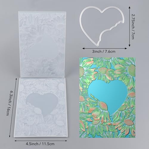 BAOFALI3D Embossing Folder and Metal Die Set for Card Making,Heart Leaves Background Plastic Textures Fades Embossing for Paper Crafting Handmade Crafts Wedding Valentine's Day Scrapbook Card Decorat - color: Heart Leaves