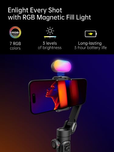 AOCHUAN Gimbal stabilizer for Smartphone,Gesture Control/face Tracking,Magnetic Fill Light,Foldable Handheld Phone Gimbal,3-axis stabilizer TikTok YouTube Vlog Recording XE kit - style: Smart XE Kit