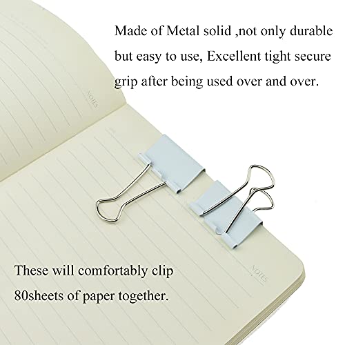 HAHIYO Binder Clips Paper Clamps Spring Steel Sturdy Medium 1.26 inches Width 0.39 Inch Capacity No Sharp Edges Heavy Duty Tight Grip Reusable White Metal Bright Finish for Home Office School 13 Pack - size: White1.26in-13P