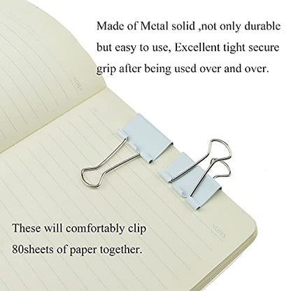 HAHIYO Binder Clips Paper Clamps Spring Steel Sturdy Medium 1.26 inches Width 0.39 Inch Capacity No Sharp Edges Heavy Duty Tight Grip Reusable White Metal Bright Finish for Home Office School 13 Pack - size: White1.26in-13P