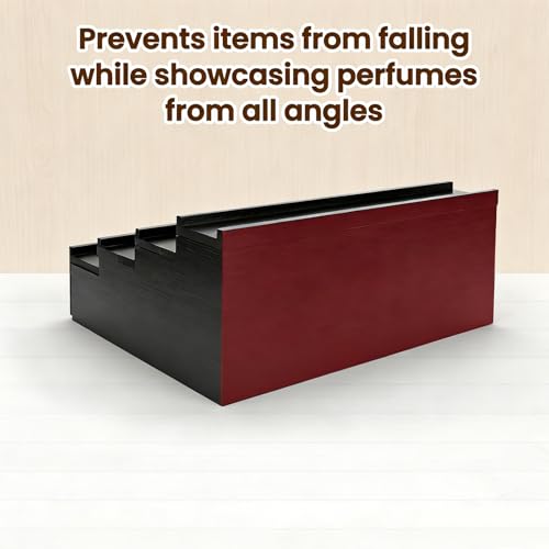 Men's Cologne Organizer 4 Tier Wooden Perfume Stand with Hidden Compartment & Bottom Drawer, Handmade Pine Wood Fragrance Display Shelf Storage for Cologne, Watches, Jewelry, Makeup Organizer