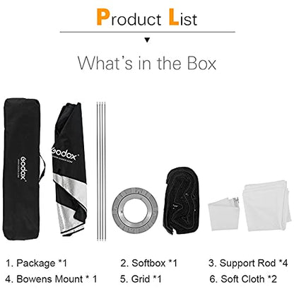 Godox 12"x47" / 30x120cm Softbox, Grid Strip Softbox, Bowens Mount Softbox for Photo Studio Flash Compatible Godox VL150II VL300II SL60W SL60IID SK400II DP400III DP600III QT600III (FW 30x120(1PCS)) - color: FW 30x120(1PCS)
