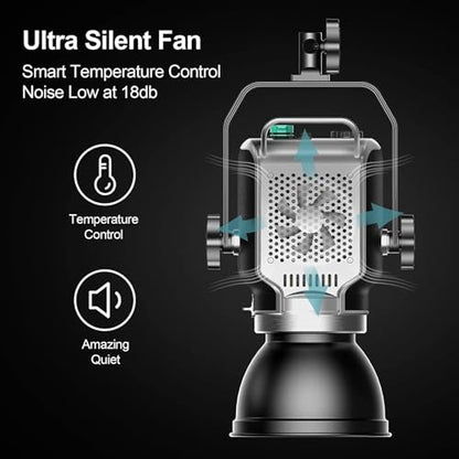 GVM 200W LED Video Light with Lantern Softbox, SD200D Photography Studio Lighting Kit with Bluetooth/DMX Control, 93000lux@0.5m 3200K-5600K Bi-Color Continuous Output Lighting for YouTube (SD200D) - size: Sd200d