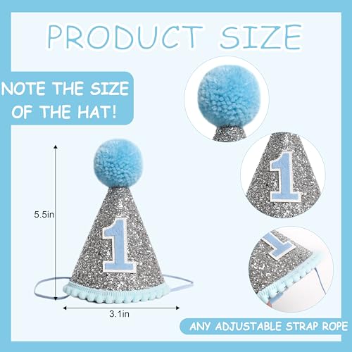 HGFC 1st Birthday Hat For Baby - Natural Boho First/1st Birthday Decorations, Boho First Birthday Crown,Cake Smash Photo Prop - color: Blue