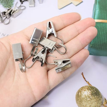 yueton Pack of 30 Stainless Steel Clips w/Hook for Curtain, Photos, Home Decoration