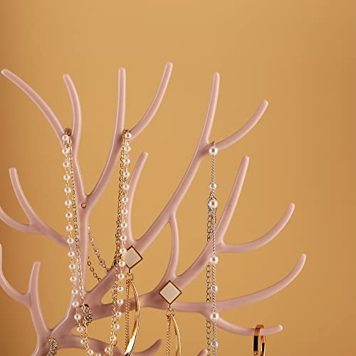 MORE&LESS Red Artificial Leather and Red Crystal Handle Deer Jewelry Display Rack for Ring Earrings Necklace Bracelet - color: D Red PU