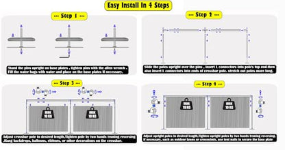 Adjustable Heavy Duty Portable Pipe and Drape Backdrop Kit 10FT x 20FT Double Crossbar Easy Set Up for Wedding&Party&Photography&Baby Show&Display (No Drape)，But Not for Flower Walls/TVs/Heavy Items - size: 10FT x 20FT & Double Crossbar & No Drape