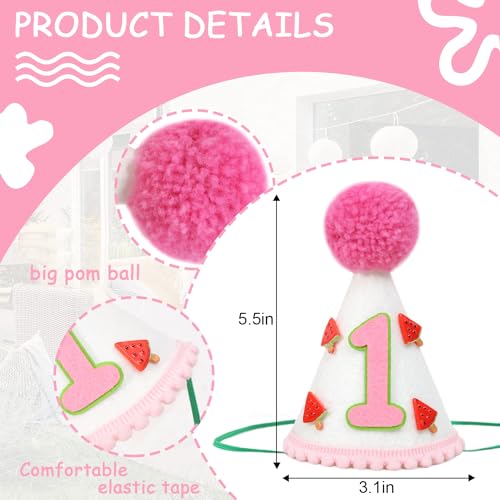 Watermelon 1st Birthday Hat Fabric, Soft and Comfortable, Perfect for Watermelon Themed First Birthday Decorations, Summer Party, Cake Smash, and Photo Props