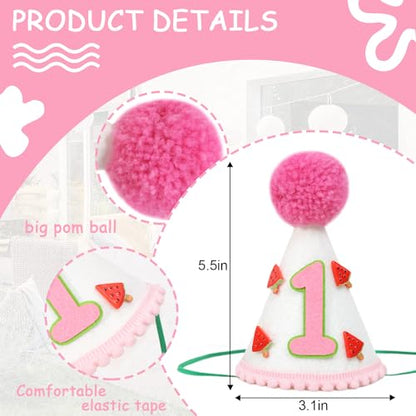 Watermelon 1st Birthday Hat Fabric, Soft and Comfortable, Perfect for Watermelon Themed First Birthday Decorations, Summer Party, Cake Smash, and Photo Props