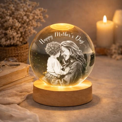 Noni Personalized 3D Photo Crystal Ball Light, Custom Engraved Family Portrait LED Night Light, Crystal Photo Gift for Mom, Grandma, Mother’s Day Keepsake Style 04 - color: Style 04