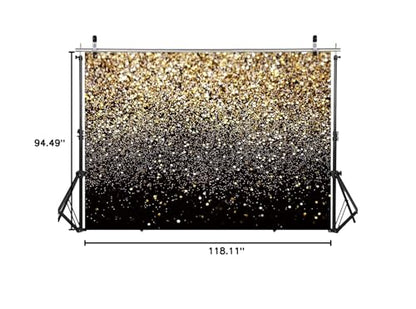 10x8ft Black and Gold Backdrop Birthday Gold Spots Bokeh Wedding Prom Graduation Photography Background X-222 - color: Black, size: 10X8ft
