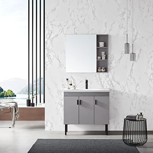 practicalWs Marble Paper Granite Gray/White Roll Kitchen Countertop Cabinet Furniture is Renovated Thick PVC Easy to Remove 17.71" x 393.7" - color: Gray/White, size: 17.7" x 393.7"