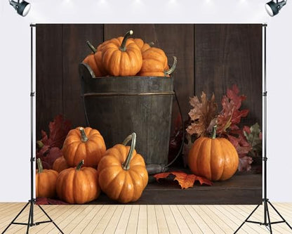 Trykid 8x8ft Autumn Mini Pumpkin Harvest Backdrop Food Photography Rustic Fall Decor Background Tapestry Thanksgiving Party Decoration Photo Studio Prop Fabric - size: 8x8ft