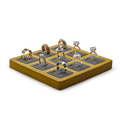 Jewelry Ring Display Tray Solid Wood Display Rings Stand Storage Jewelry Display Props Tray - color: Wsm02502