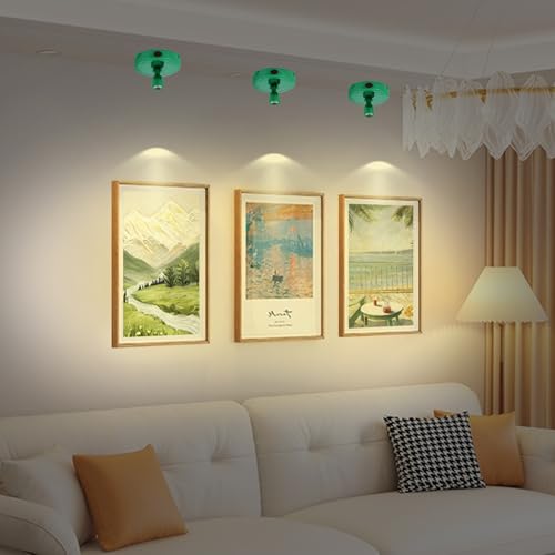 Battery Operated Spotlight, Cordless Plant Tree Spot Lights Indoor, LED Dimmable Accent Up Light, Stick on Display Lighting for Picture Dartboard Painting Artwork Sculpture - color: Green