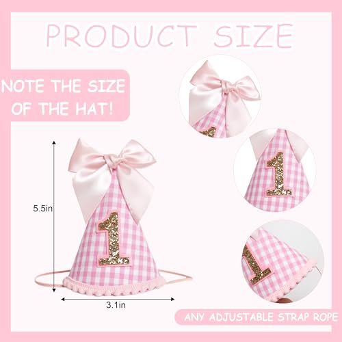 HGFC 1st Birthday Hat For Baby - Natural Boho First/1st Birthday Decorations, Boho First Birthday Crown,Cake Smash Photo Prop - color: Pink