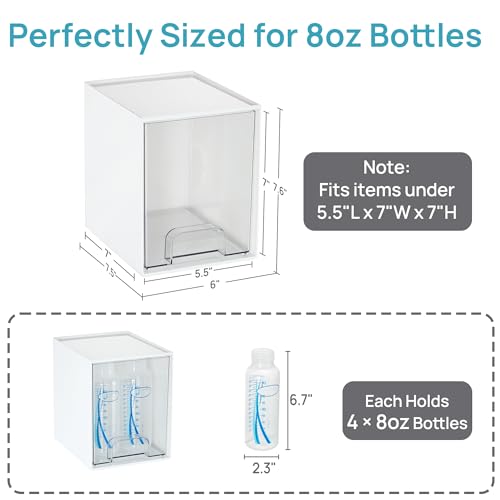 Vtopmart 2 Pack Stackable Storage Drawers, Plastic Organizers Bins for Baby Bottles, Skincare, Beauty Supplies, Ideal for Vanity, Bathroom, Kitchen Countertop, Cabinet Orga - style: 2pack High White