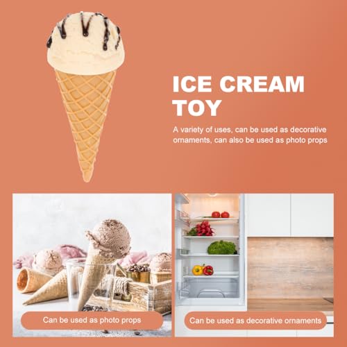 Garneck Fake Ice Cream Cone Prop: Realistic Artificial Vanilla Ice Cream Pretend Food Desset Model for Shop Window Display Home Kitchen Decor Photography