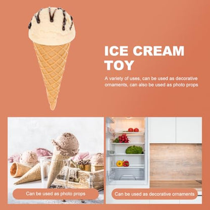 Garneck Fake Ice Cream Cone Prop: Realistic Artificial Vanilla Ice Cream Pretend Food Desset Model for Shop Window Display Home Kitchen Decor Photography