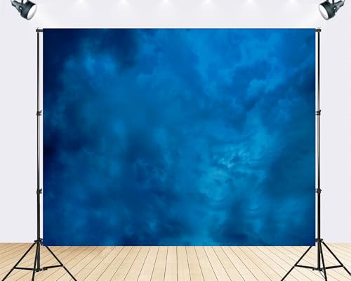 Trykid 15x10ft Deep Blue Cloudy Texture Backdrop Moody Atmospheric Gradient Surface Photography Background Mysterious Style Tapestry Party Decoration Photo Studio Prop Fabric - size: 15x10ft