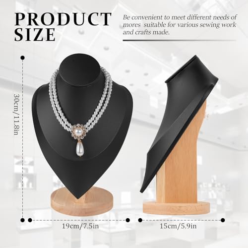 Necklace Display Stand Bamboo Jewelry Bust Display Stands Necklace Bust for Selling for Vendors (Black, 11.4 * 7.5 Inch) - color: Black, size: 11.4 *7.5 Inch