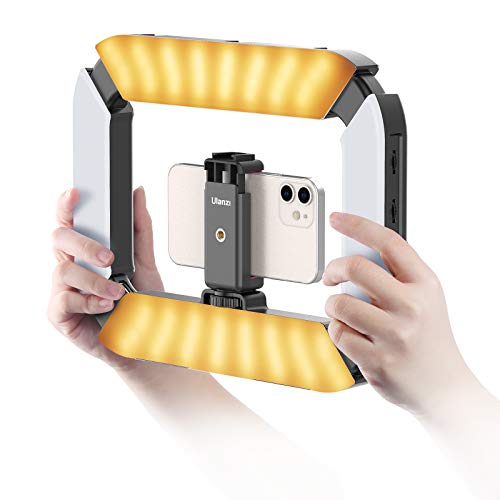Smartphone Video Rig ULANZI U200 Camera Video Rig Phone Video Stabilizer LED Ring Light Selfie Light for Smartphone, Action Camera, YouTube, Vlogging, Filmmaking, Makeup