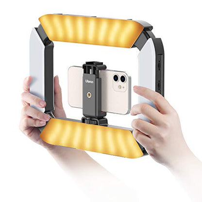 Smartphone Video Rig ULANZI U200 Camera Video Rig Phone Video Stabilizer LED Ring Light Selfie Light for Smartphone, Action Camera, YouTube, Vlogging, Filmmaking, Makeup