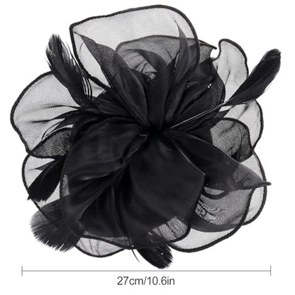 Fascinators Hats with Gloves Set for Women 20s 50s Cocktail Tea Party Wedding Costume Headwear - color: 03-black