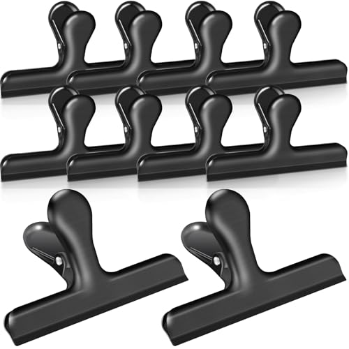 Bag Clips, 10 Pack Stainless Steel Chip Clips for Food, 4.7'' Extra Large Food Clip Heavy Duty Snack Clamp Clip for Office Kitchen Home, Black - color: Black, size: Extra Large-10p