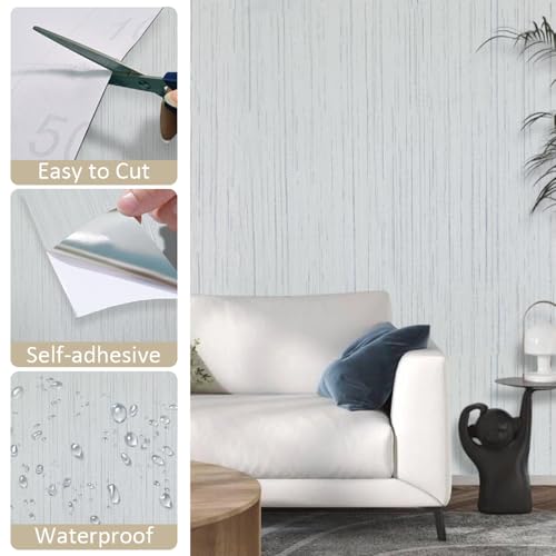 Beige Grey Grasscloth Wallpaper Peel and Stick 15.74" X 472.44" Removable Contact Paper Linen Wallpaper Self-Adhesive Waterproof Vinyl Rolls for Room Cabinets Furniture Desk - color: Beige Grey, size: 15.7" x 472.4"