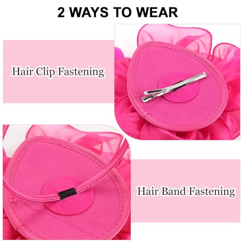 Fascinators Hats with Gloves Set for Women 20s 50s Cocktail Tea Party Wedding Costume Headwear - color: 03-rose Red