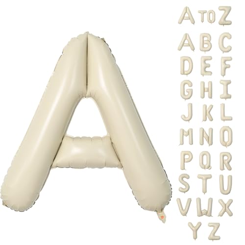 Biapian 40 Inch Giant Cream A Foil Balloon, Large Aluminum A Balloons Helium for Birthday, Baby Shower, Wedding, Anniversary Party Decoration - color: Cream Letter-a