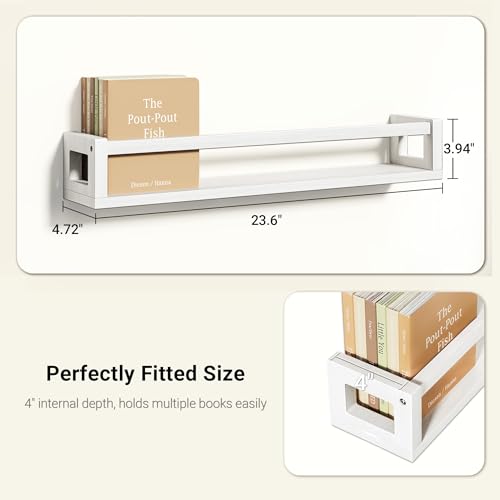 TidyCorner Upgraded Thick Floating Shelves - 24 Inch Multi-Use Wall-Mounted Bookshelves for Kids and Nursery, Ideal for Books, Toys, Spice Rack, Decor - White - color: White, size: 23.60 Inch