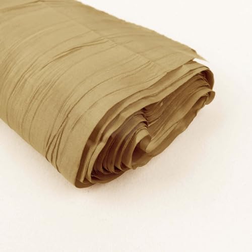 Efavormart 54" x10 Yards Gold Accordion Crinkle Taffeta Fabric Bolt for Wedding Birthday Party Dance Event Decoration - color: Gold