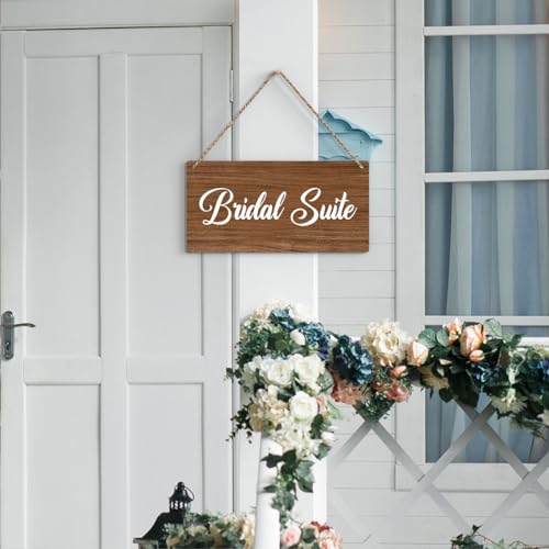 Rustic Wedding Bridal Suite Sign, Engagement Wedding Photo Props Sign, Weddings Decor Stuff Engagement Party Decorations 12x6 Inches (Brown) - color: Brown