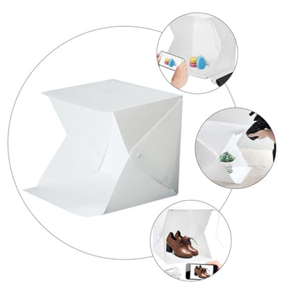 ABOOFAN Portable 20cm Photo Light Box Tent with LED Strips, Folding Photography Light Tent Kit with 4 Color Backdrops for Product and Jewelry Photography