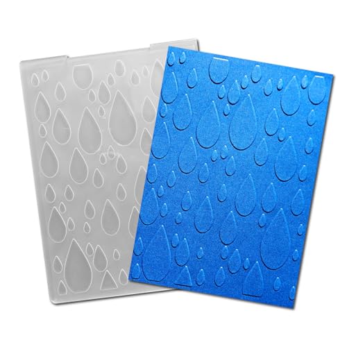 Arbuya Raindrops Background Plastic Embossing Folders for Card Making Spring Raindrop Textured Embossing Folder for Scrapbooking Pages Paper Crafting Clay Decoration - color: Raindrops background