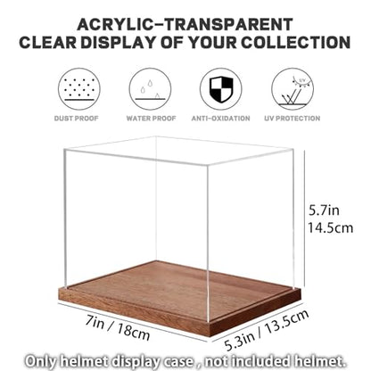 LITY Mini Helmet Display Case, No Assembly Required Acrylic Clear 1/2 Football Baseball Helmet Showcase, Solid Wood Base UV Protection Souvenirs and Collectibles Box, Ideal Gift for Sports Enthusiast - size: 1 Pack Mini Helmet