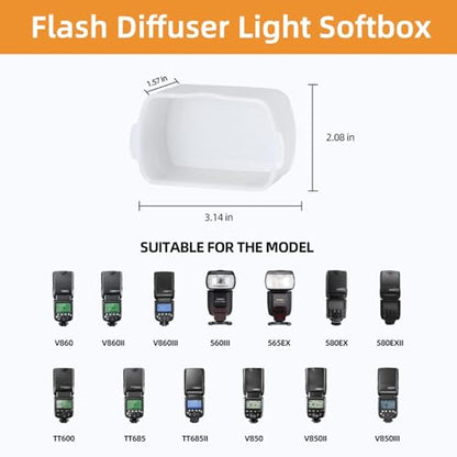 Flash Diffuser for Speedlight, Compatible with Canon 560 565EX 580EX and with Godox V860 TT600 - Speedlight, Camera Flash, Compatible with Canon and Godox Flash Diffuser