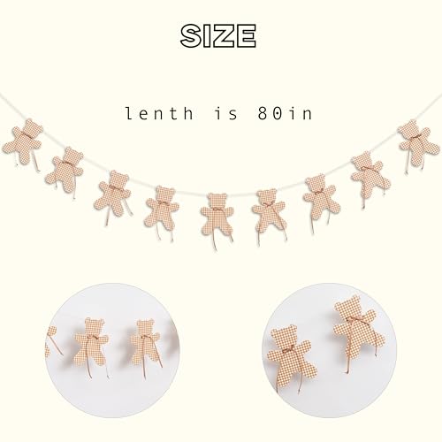 ZAIBIANHAO We Can Bearly Wait Banner - Teddy Bear Gender Reveal Party Garland For Baby Shower, Neutral Boho Bear Theme Birthday Party Hanging Banner Photo Props - color: cloth bear brown