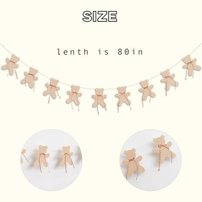 ZAIBIANHAO We Can Bearly Wait Banner - Teddy Bear Gender Reveal Party Garland For Baby Shower, Neutral Boho Bear Theme Birthday Party Hanging Banner Photo Props - color: cloth bear brown