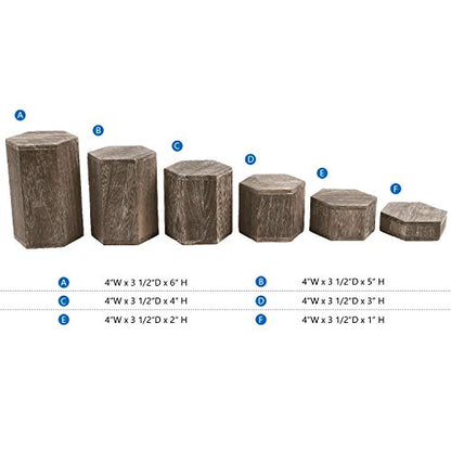 MOOCA Wooden 6 Pcs Hexagon Risers for Display Jewelry and Accessories Display Stand, Coffee - color: Coffee, 6 Pieces