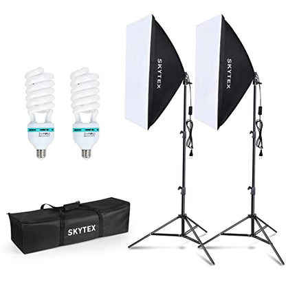 Skytex Softbox Lighting Kit 2Pack, 20x28in Soft Box | 135W 5500K E27 CFLBulb Continuous Photography Lighting, Photo Studio Lights Equipment for Camera Shooting, Video Recording - size: 2 softbox fixed