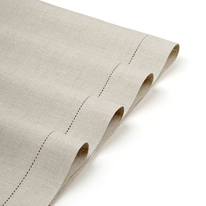 D'Moksha Homes Linen Placemats Set of 4 - Classic Hemstitch Natural Placemats 14 x 19 Inch - 100% Pure Linen Table Mats for Spring - Handcrafted and Machine Washable - color: 01 - Natural
