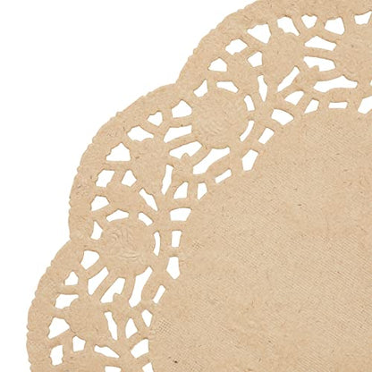 Juvale Paper Placemats - 9-Inch Brown, 250 Pack - Disposable Round Placemats & Doilies for Tables - Tea Party Decorations - size: 9-Inch