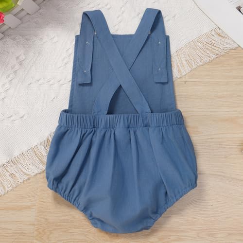 IMEKIS Baby Girls Boys Boho 1st Birthday Outfit Backless Overalls Romper for Cake Smash Photo Shoot - color: Dark Blue 1 Birthday, size: 9-12 Months