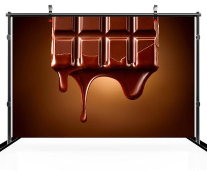 12x10ft Chocolate Backdrop for Photography Sweet Chocolate Bar Dripping Over Dark Brown Background Candyland Baking Choc Themed Party Decor Birthday Banner Children Photo Shoot Props - size: 12x10FT