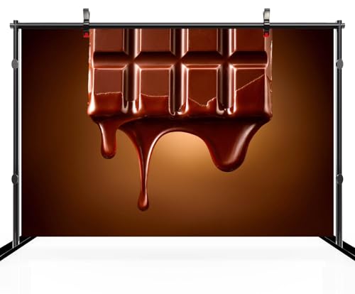20x10ft Chocolate Backdrop for Photography Sweet Chocolate Bar Dripping Over Dark Brown Background Candyland Baking Choc Themed Party Decor Birthday Banner Children Photo Shoot Props - size: 20x10FT