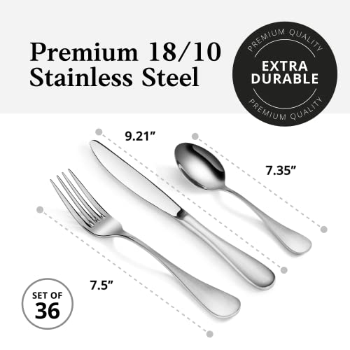 Artaste 18/10 Stainless Steel Flatware 36-Piece Set, Rain 1029130, Matte Finish Handle - color: Matte Silver