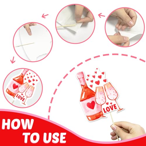 24Pcs Galentine's Day Decorations Photo Booth Props Including Masks, Love, Glasses, Mustache, Snowman for Galentines Valentines Day Party Decortions Supplies Ideas Favors